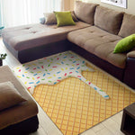 White Ice Cream Melted Print Area Rug
