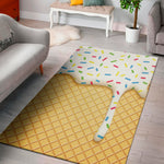 White Ice Cream Melted Print Area Rug