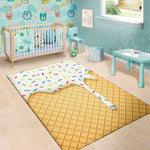 White Ice Cream Melted Print Area Rug