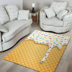 White Ice Cream Melted Print Area Rug