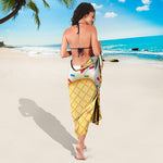White Ice Cream Melted Print Beach Sarong Wrap