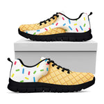 White Ice Cream Melted Print Black Sneakers