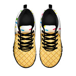 White Ice Cream Melted Print Black Sneakers