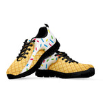 White Ice Cream Melted Print Black Sneakers