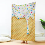 White Ice Cream Melted Print Blanket