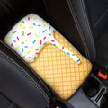 White Ice Cream Melted Print Car Center Console Cover