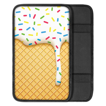 White Ice Cream Melted Print Car Center Console Cover
