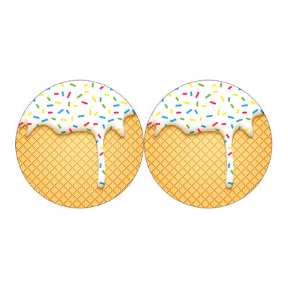White Ice Cream Melted Print Car Coasters