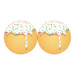 White Ice Cream Melted Print Car Coasters