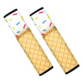 White Ice Cream Melted Print Car Seat Belt Covers