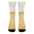 White Ice Cream Melted Print Crew Socks