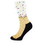 White Ice Cream Melted Print Crew Socks