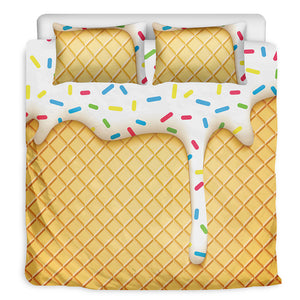 White Ice Cream Melted Print Duvet Cover Bedding Set