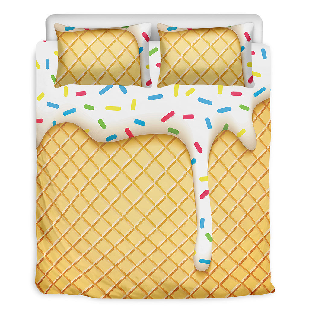 White Ice Cream Melted Print Duvet Cover Bedding Set