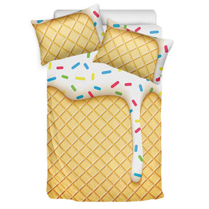 White Ice Cream Melted Print Duvet Cover Bedding Set