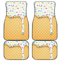 White Ice Cream Melted Print Front and Back Car Floor Mats