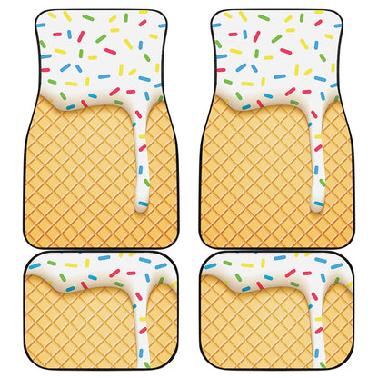 White Ice Cream Melted Print Front and Back Car Floor Mats