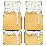 White Ice Cream Melted Print Front and Back Car Floor Mats
