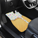 White Ice Cream Melted Print Front and Back Car Floor Mats