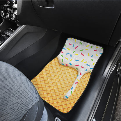 White Ice Cream Melted Print Front and Back Car Floor Mats