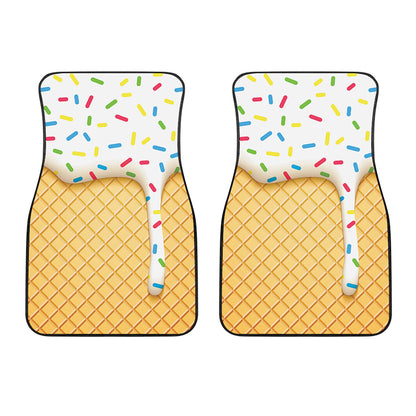 White Ice Cream Melted Print Front Car Floor Mats