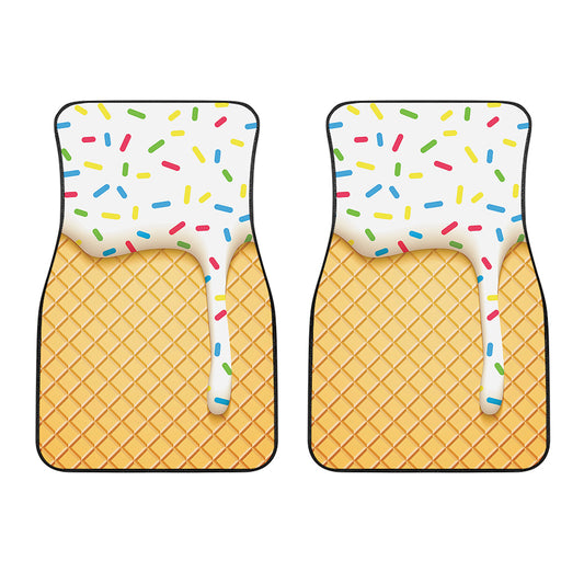 White Ice Cream Melted Print Front Car Floor Mats