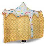 White Ice Cream Melted Print Hooded Blanket
