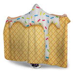 White Ice Cream Melted Print Hooded Blanket