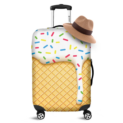 White Ice Cream Melted Print Luggage Cover