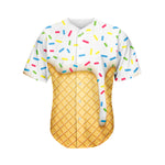 White Ice Cream Melted Print Men's Baseball Jersey
