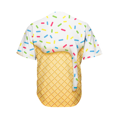 White Ice Cream Melted Print Men's Baseball Jersey