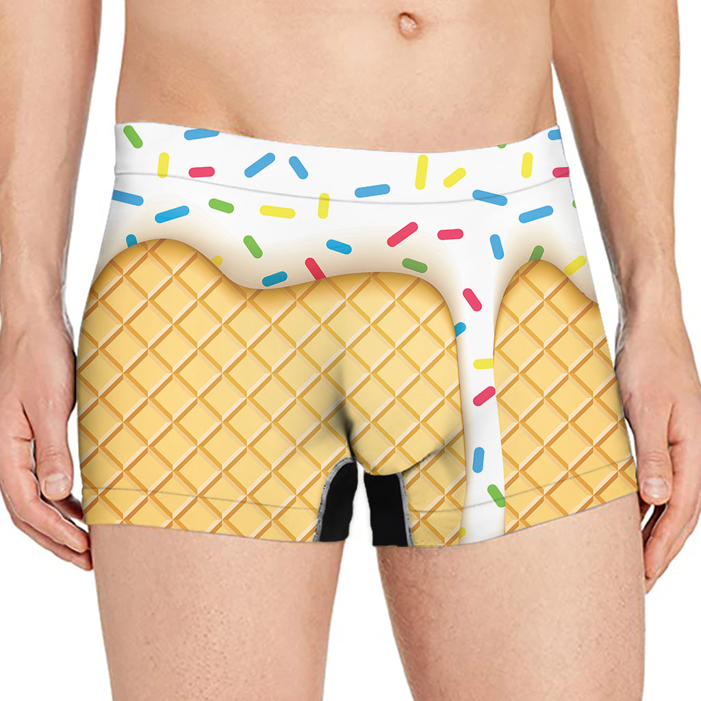 White Ice Cream Melted Print Men's Boxer Briefs