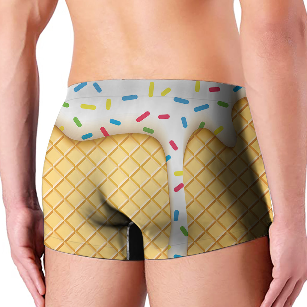 White Ice Cream Melted Print Men's Boxer Briefs