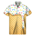 White Ice Cream Melted Print Men's Short Sleeve Shirt