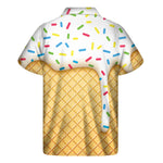 White Ice Cream Melted Print Men's Short Sleeve Shirt