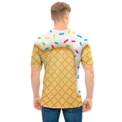White Ice Cream Melted Print Men's T-Shirt