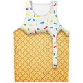 White Ice Cream Melted Print Men's Tank Top