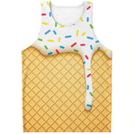 White Ice Cream Melted Print Men's Tank Top