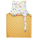 White Ice Cream Melted Print Men's Tank Top