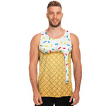 White Ice Cream Melted Print Men's Tank Top
