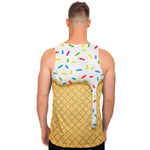 White Ice Cream Melted Print Men's Tank Top