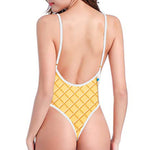 White Ice Cream Melted Print One Piece High Cut Swimsuit