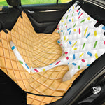 White Ice Cream Melted Print Pet Car Back Seat Cover