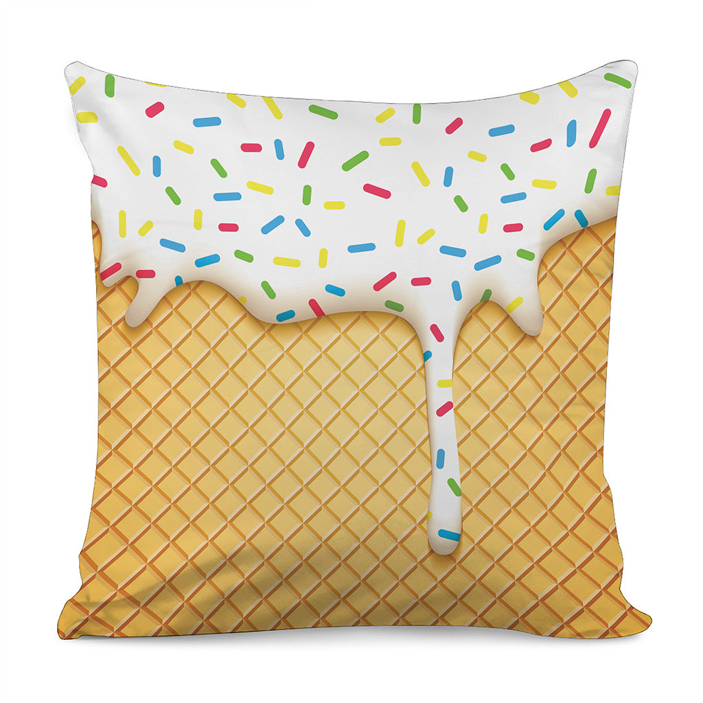 White Ice Cream Melted Print Pillow Cover