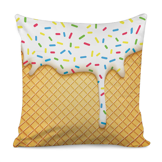 White Ice Cream Melted Print Pillow Cover