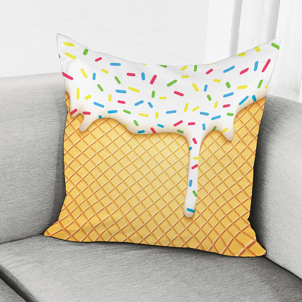 White Ice Cream Melted Print Pillow Cover