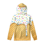 White Ice Cream Melted Print Pullover Hoodie