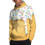 White Ice Cream Melted Print Pullover Hoodie