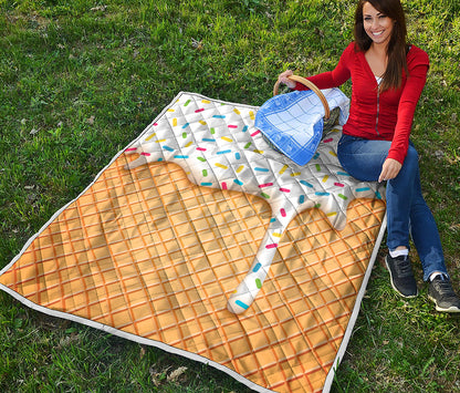 White Ice Cream Melted Print Quilt