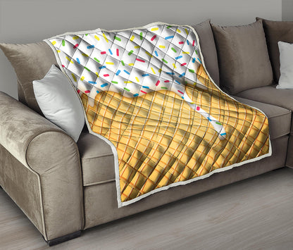 White Ice Cream Melted Print Quilt